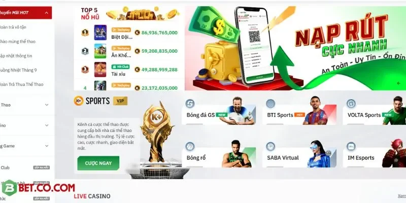 Giao diện hiện đại và hệ thống trò chơi đa dạng tại BBET