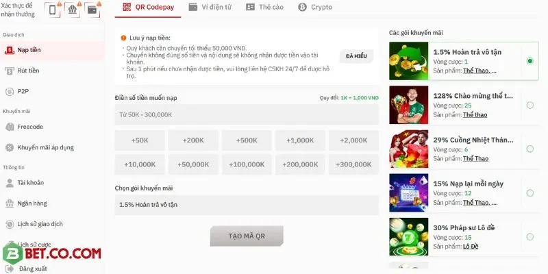 Nạp tiền tại BBET nhanh chóng, an toàn, trải nghiệm kho game đa dạng