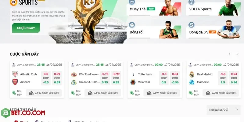 Trải nghiệm sảnh thể thao BBET với tỷ lệ cược cực hấp dẫn